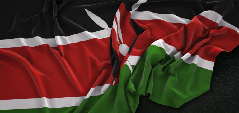 Kenya Flag Wrinkled On Dark Background 3D Render