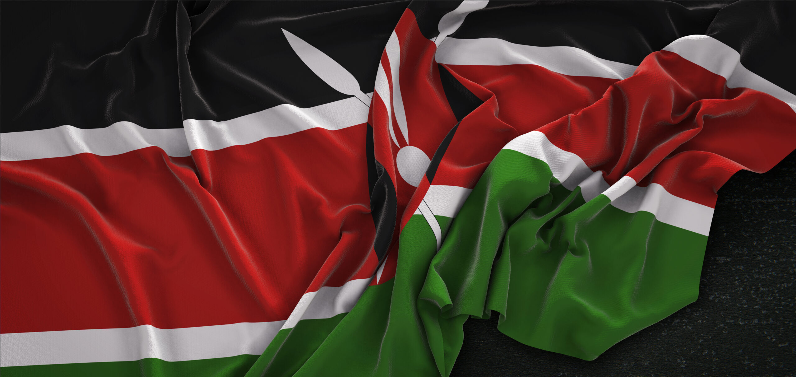 Kenya Flag Wrinkled On Dark Background 3D Render
