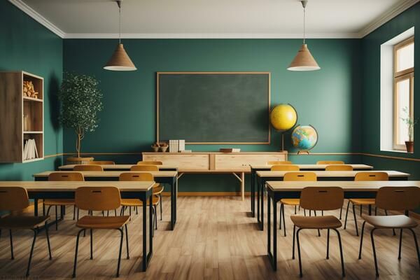 Interior of a classroom with natural light AI generated