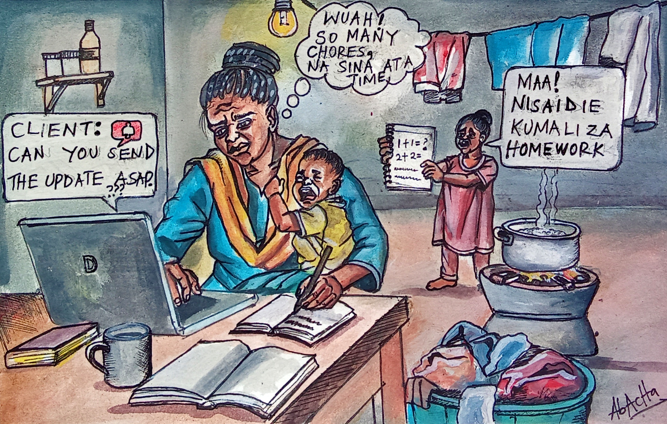 ABACHA MOVIN-JUGGLING CARE AND CLICKS